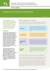 Recognition of Prior Learning in Irish Higher Education