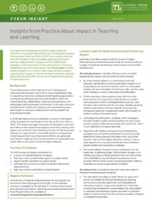 Insights from Practice About Impact in Teaching and Learning