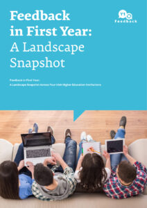 Cover of Feedback in First Year: A Landscape Snapshot, showing the Y1Feedback logo and students using digital devices.